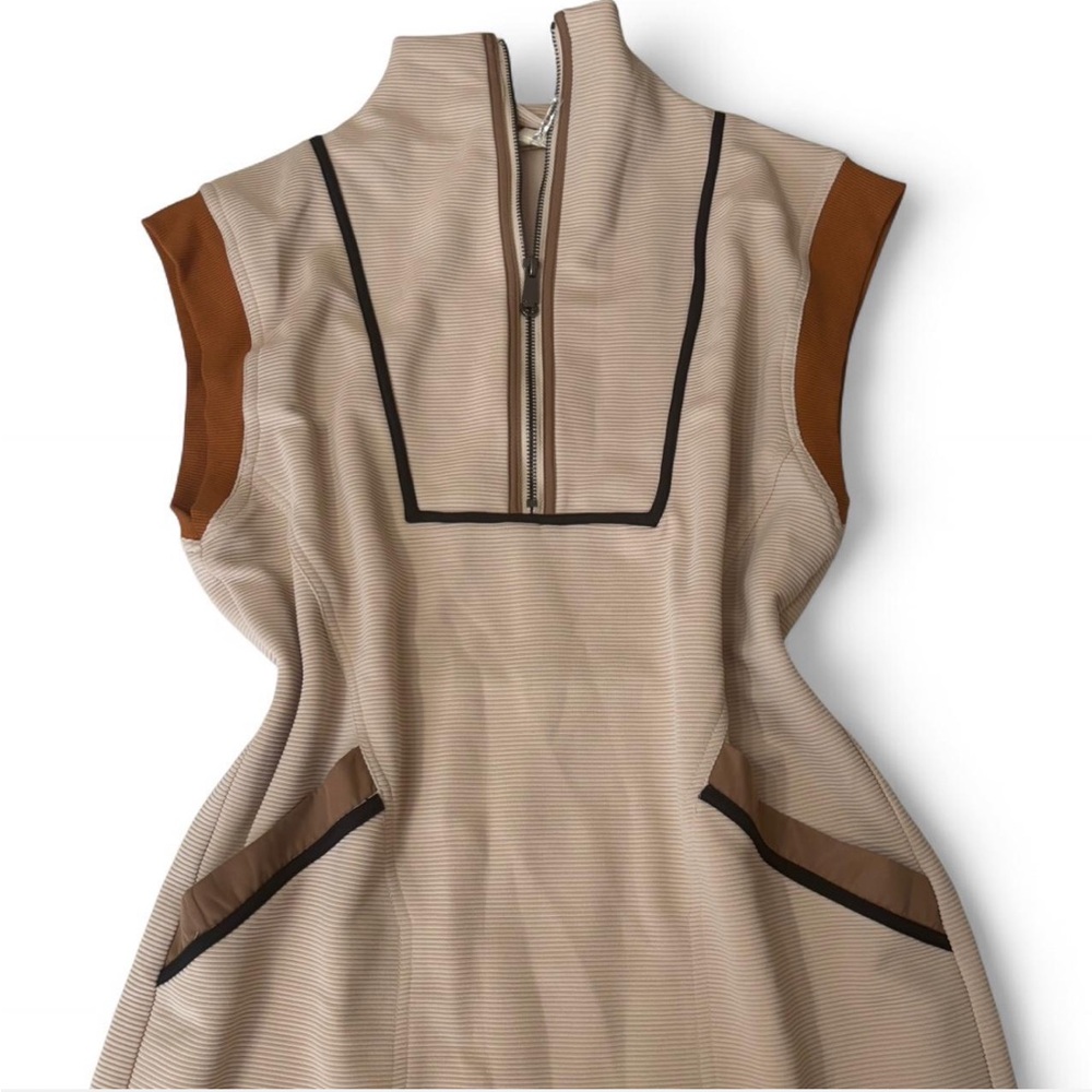 Entro Cream and Brown Sleeveless Mini Dress - Picture 2 of 5